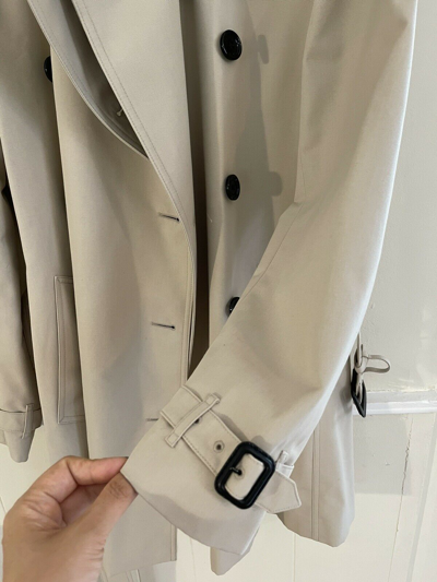 Pre-owned Burberry Womens Harbourne Trench Jacket Coat Us 10 M Stone Beige In Stone/beige