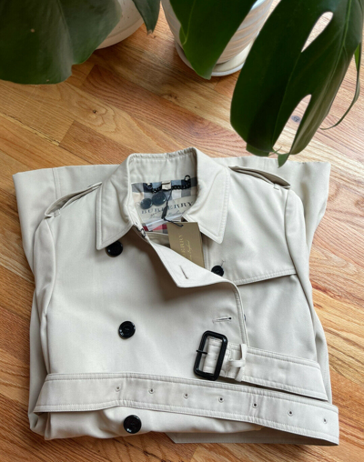 Pre-owned Burberry Womens Harbourne Trench Jacket Coat Us 10 M Stone Beige In Stone/beige
