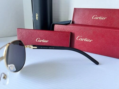 Pre-owned Cartier Buffs Première De  Sunglasses Ct0272s 001 Gold Grey Polarized In Gray