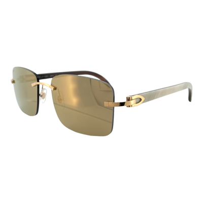 Pre owned Sunglasses C Decor Ct0030rs 001 Gold Buffalo Horn Frame Grey Mirror Lens In Gray