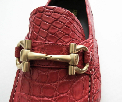 Pre-owned Ferragamo Salvatore  Coral Red Crocodile Leather Shoes Size 7.5 Us 41.5 Eu 6.5 Uk