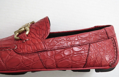 Pre-owned Ferragamo Salvatore  Coral Red Crocodile Leather Shoes Size 7.5 Us 41.5 Eu 6.5 Uk