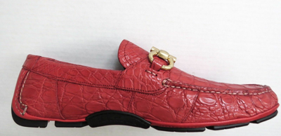 Pre-owned Ferragamo Salvatore  Coral Red Crocodile Leather Shoes Size 7.5 Us 41.5 Eu 6.5 Uk