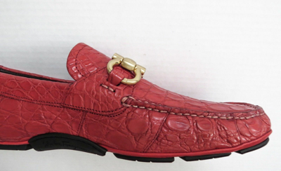 Pre-owned Ferragamo Salvatore  Coral Red Crocodile Leather Shoes Size 7.5 Us 41.5 Eu 6.5 Uk