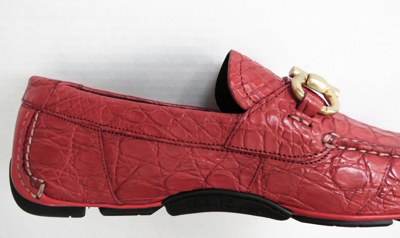 Pre-owned Ferragamo Salvatore  Coral Red Crocodile Leather Shoes Size 7.5 Us 41.5 Eu 6.5 Uk