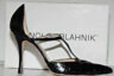 Pre-owned Manolo Blahnik $5400  Valon Bb Black Alligator Crocodile Shoes 39.5 9