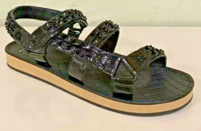 Pre-owned Chanel Dad Chain On Chain Black Flat Sandals Cc Logo