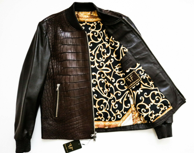 Pre-owned Fredo Ferrucci $36795  Brown Crocodile Alligator Leather Jacket Size 52 Eu Large