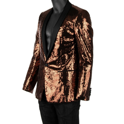 Pre-owned Dolce & Gabbana Sequined Tuxedo Blazer Jacket Martini Bronze Brown Black 09741