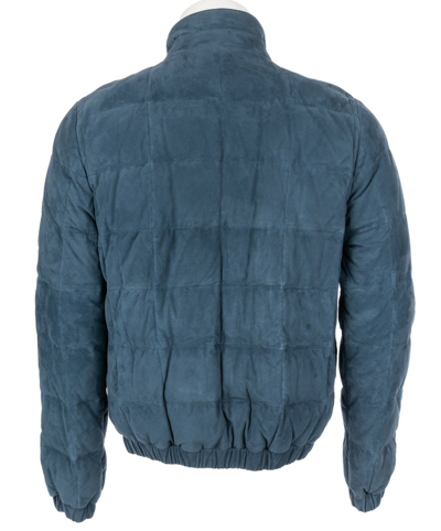 Pre-owned Loro Piana $5950  Travel Light Bomber Piumo Goose Down Kidskin Jacket Size Medium In Blue