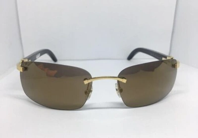Pre-owned Cartier Buffalo Horn Sunglasses Rimless 2021 In Brown