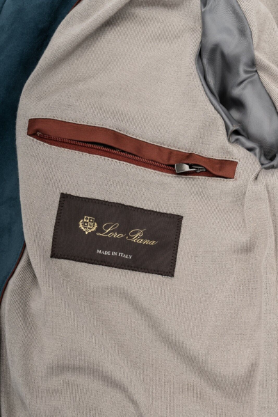 Pre-owned Loro Piana Ivory 100% Cashmere Goose Down Suede Trim Hooded Jacket Coat Medium In Blue