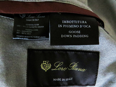 Pre-owned Loro Piana Ivory 100% Cashmere Goose Down Suede Trim Hooded Jacket Coat Medium In Blue