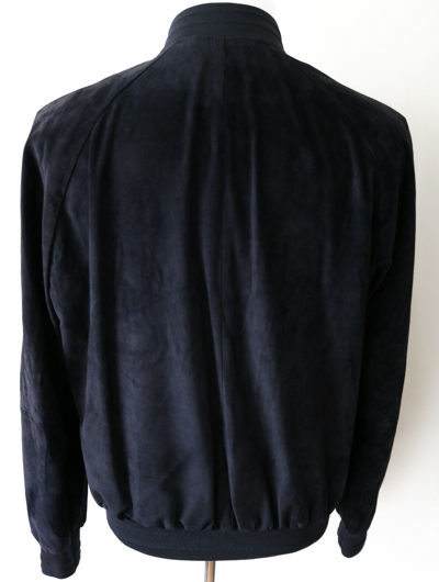 Pre-owned Brioni $6150  Navy Blue Suede Leather Bomber Jacket Coat Size 46 Euro 36 Us Xs