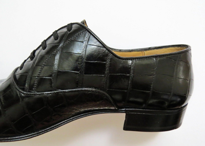 Pre-owned Artioli $5800  Black Crocodile Alligator Leather Oxford Shoes 10 Us 43 Euro 9 Uk