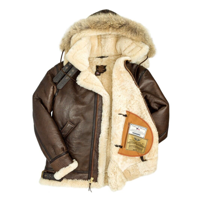 Pre-owned Cockpit Usa The Dakota Hooded B3 Coat Bomber Jacket Brown Usa Made Z21x015