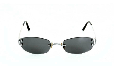 Pre-owned Cartier Rimless Sunglasses T8200311 Platinum Frame Grey Lens  France 48mm In Gray | ModeSens