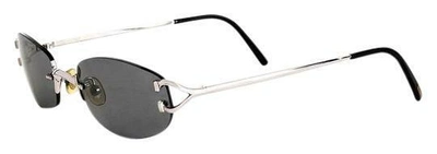 Pre-owned Cartier Rimless Sunglasses T8200311 Platinum Frame Grey Lens France 48mm In Gray
