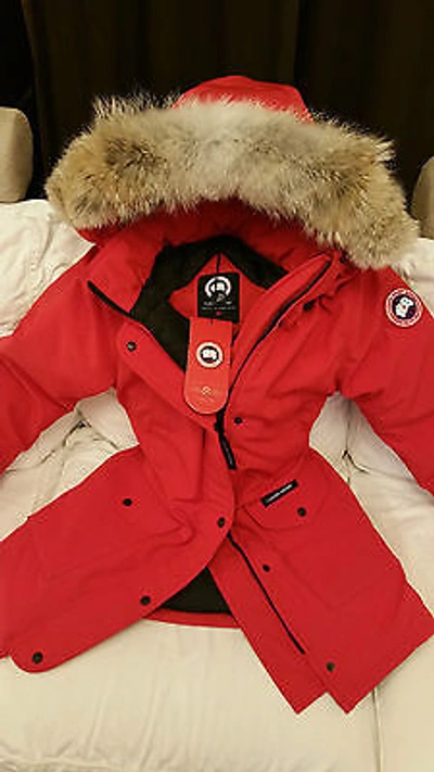 Pre-owned Label Edition Brand Red  Red Canada Goose Trillium Small Parka Jacket In Sunfire Red