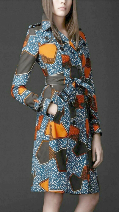 Pre-owned Burberry $2,995 Runway  Prorsum 6 8 40 Eclectic Print Trench Coat Women Lady In Multicolor