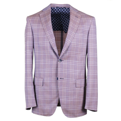 Pre-owned Zilli Trim-fit Lavender Purple Check Wool-silk Sport Coat 40r (eu 50)