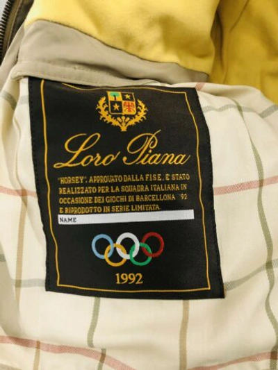 Pre-owned Loro Piana Horsey Beige Nylon Brown Leather Collar Men's Jacket Coat