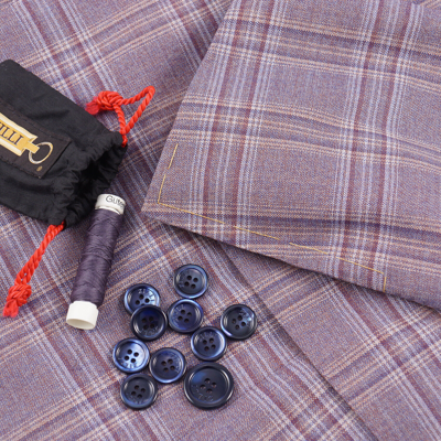 Pre-owned Zilli Trim-fit Lavender Purple Check Wool-silk Sport Coat 40r (eu 50)