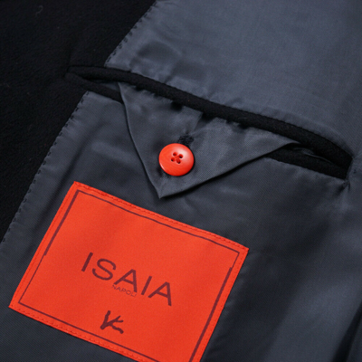 Pre-owned Isaia Napoli Solid Navy Blue Soft Brushed Wool Overcoat 46r To 48r Coat