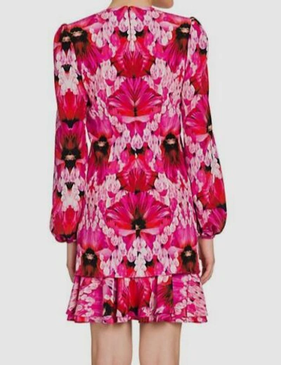 Pre-owned Alexander Mcqueen $1990  Women's Pink Print Long Sleeve Dress Size It 40/ Us 4-6