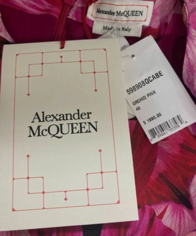 Pre-owned Alexander Mcqueen $1990  Women's Pink Print Long Sleeve Dress Size It 40/ Us 4-6