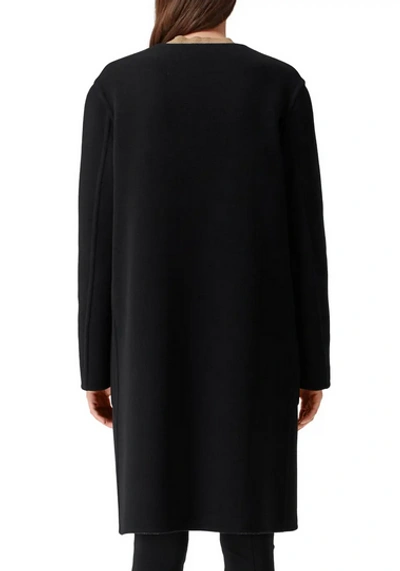 Pre-owned Burberry Women Tisbury Exploded Check Reversible Wool Coat Jacket Black Sz 6