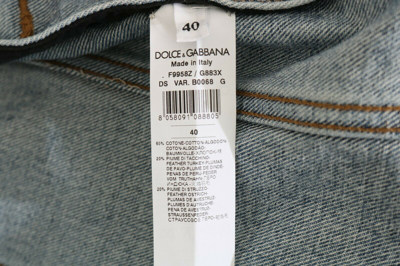 Pre-owned Dolce & Gabbana Denim Jacket Feathers Embellished Buttons It40/ Us6 /s Rrp $4300 In Blue