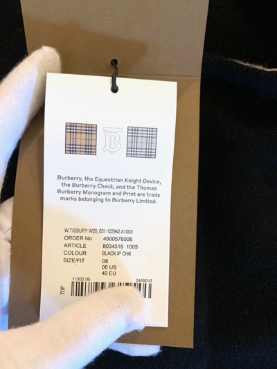 Pre-owned Burberry Women Tisbury Exploded Check Reversible Wool Coat Jacket Black Sz 6