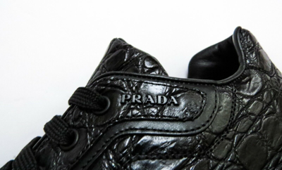 Prada Black Leather Low Top Sneakers Size 44 Prada