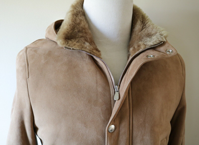 Pre-owned Brunello Cucinelli Long Hooded Shearling Fur Parka Coat Leather Trim Size Medium In Brown