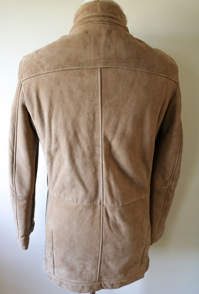 Pre-owned Brunello Cucinelli Long Hooded Shearling Fur Parka Coat Leather Trim Size Medium In Brown