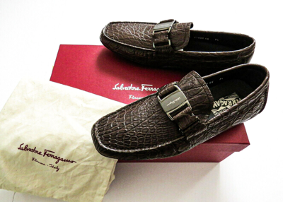 Pre-owned Ferragamo Salvatore  Brown Crocodile Leather Shoes Size 7.5 Us 41.5 Euro 6.5 Uk