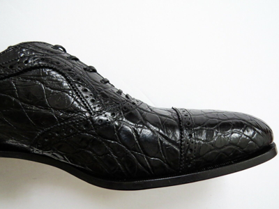 Pre-owned Ferragamo Salvatore  Black Crocodile Alligator Leather Shoes 12 Us 46 Euro 11 Uk