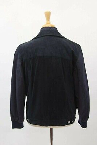 Pre-owned Brunello Cucinelli Nwt$6295  Men Multi-textured Leather Suede 2tone Jacket M A211 In Blue