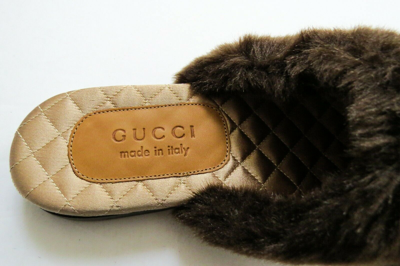 Pre-owned Gucci Black Crocodile Alligator Leather Fur Slippers Slides 8 8.5 Us 41.5 Euro