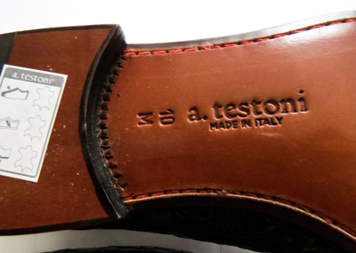Pre-owned A.testoni Testoni Black Crocodile Alligator Leather Shoes Loafers Size 11 Us 44 Euro 10 Uk In Silver