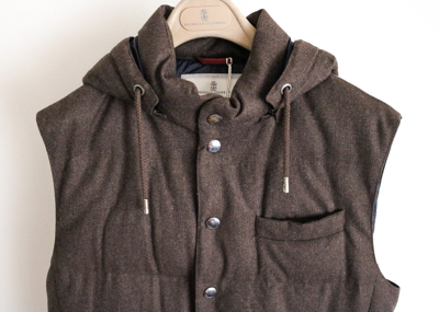 Pre-owned Brunello Cucinelli $3995  100% Cashmere Thick Ribbed Hooded Cardigan Jacket 50 Eu In Brown