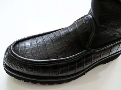 Pre-owned Stefano Ricci Black Crocodile Leather Mink Fur Boots Shoes 12 Us 45 Euro 11 Uk