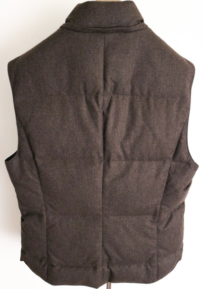 Pre-owned Brunello Cucinelli Gray 100% Cashmere Hooded Goose Down Vest Gilet 54 Euro Xl In Brown