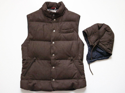 Pre-owned Brunello Cucinelli Gray 100% Cashmere Hooded Goose Down Vest Gilet 54 Euro Xl In Brown
