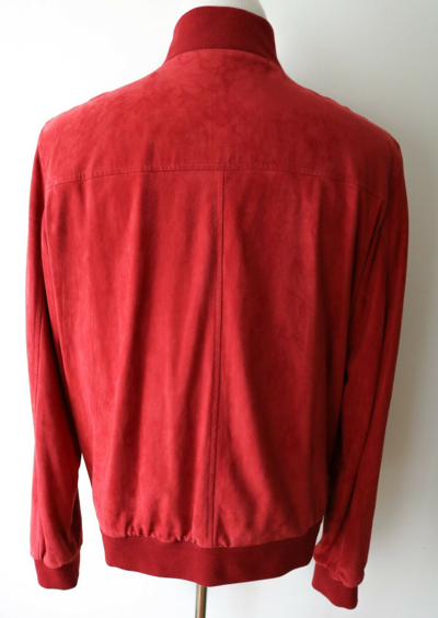 Pre-owned Loro Piana $5385  Red Rain System Soft Kidskin Suede Jacket Coat 50 Euro Medium