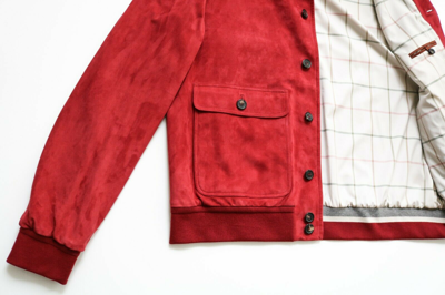 Pre-owned Loro Piana $5385  Red Rain System Soft Kidskin Suede Jacket Coat 50 Euro Medium