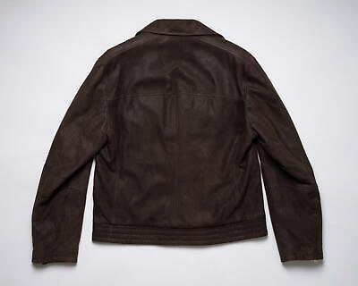 Pre-owned Brunello Cucinelli $6,995 Chocolate Brown Suede Leather Motorcycle Jacket M