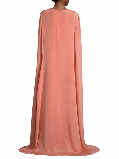 Pre-owned Oscar De La Renta $5190  Peach Black Lace Embroidery Cape Caftan Gown Xs S In Peach, Black