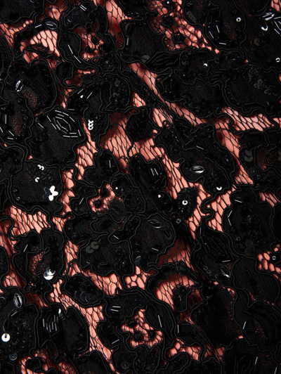 Pre-owned Oscar De La Renta $5190  Peach Black Lace Embroidery Cape Caftan Gown Xs S In Peach, Black